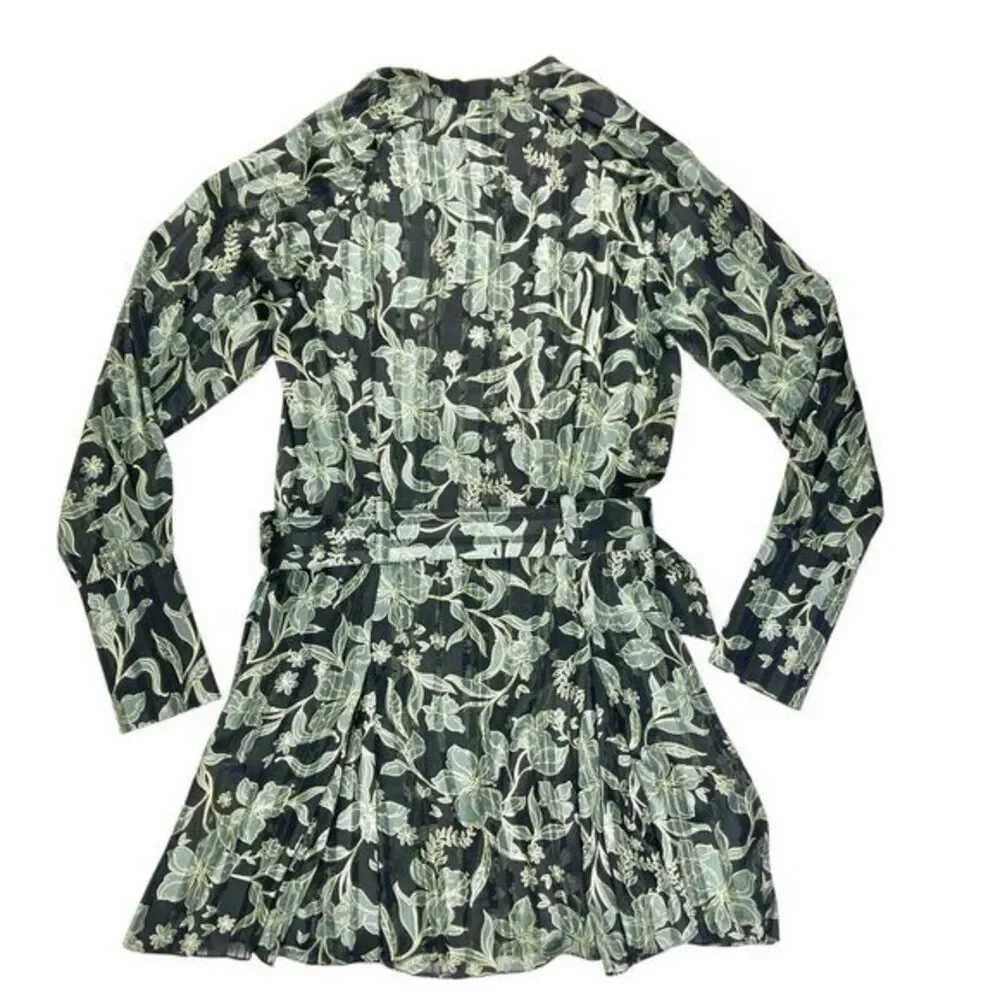 Reiss Women Larissa Mini Dress 6 Floral Belted Long Sleeve Event Party Easter